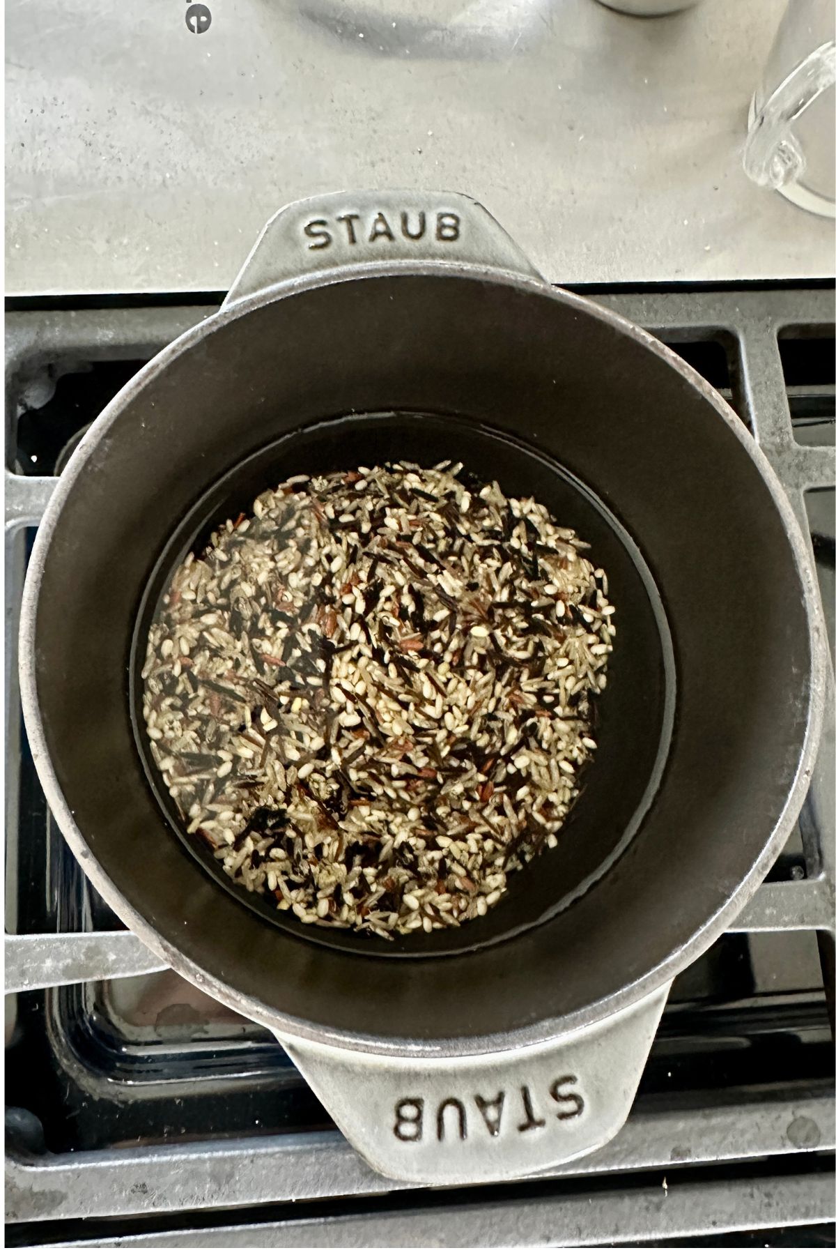 rice cooking in a pot